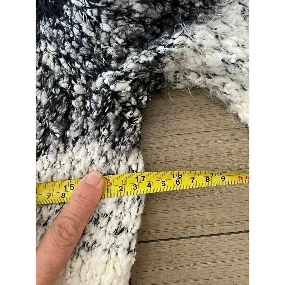 STYLE & CO WOMENS BLACK WHITE FUZZY OPEN FRONT CARDIGAN SIZE M
